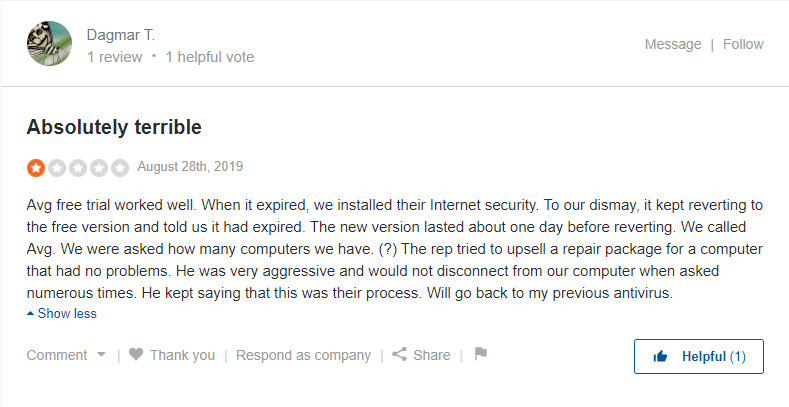 AVG Secure VPN Feedback 5