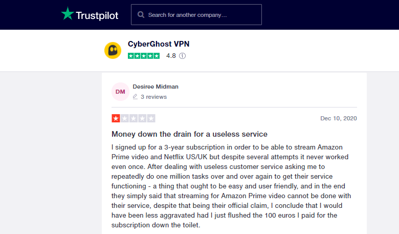 CyberGhost Feedback 4