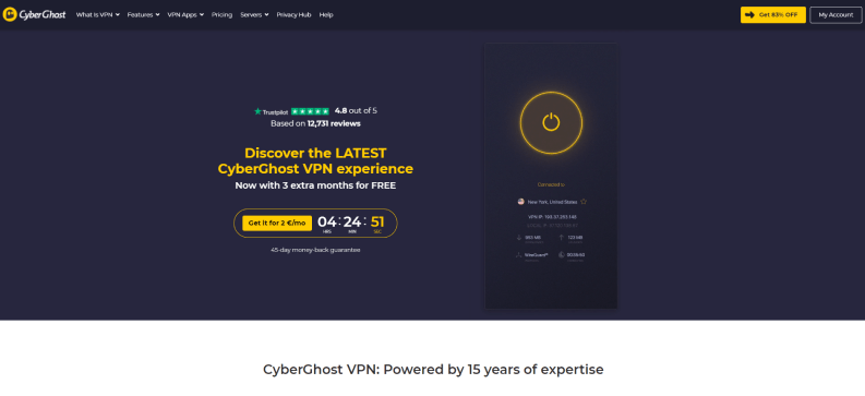 CyberGhost VPN Pricing and Features