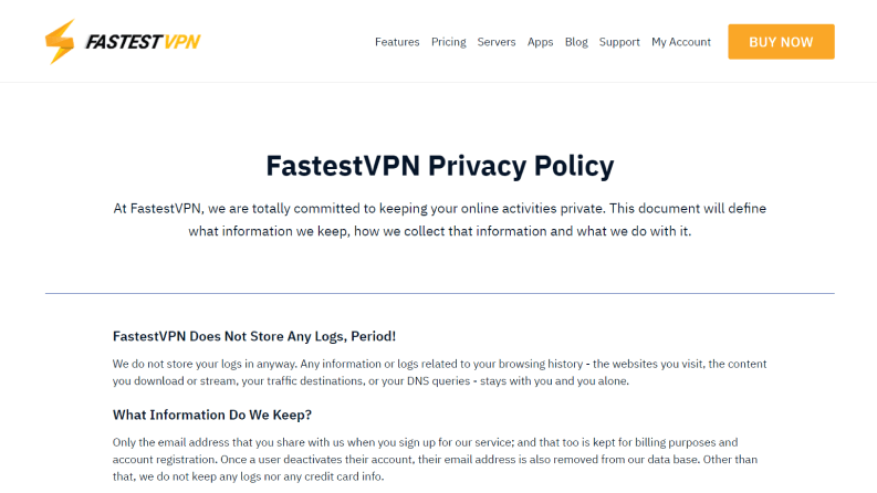 FastestVPN Privacy Policy