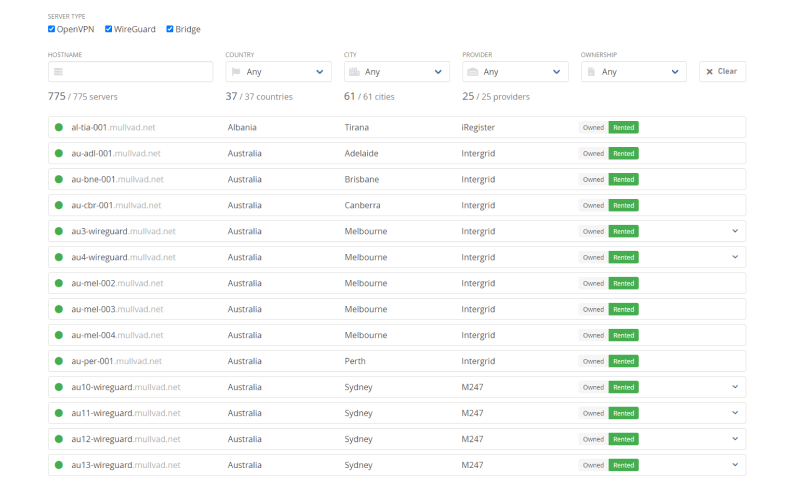 Mullvad VPN Servers