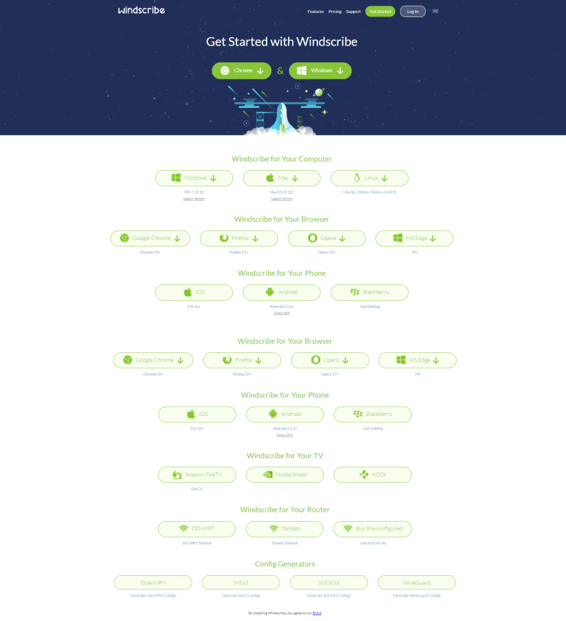 Windscribe Platforms